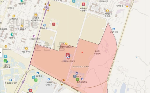 서울위례초등학교-학구도