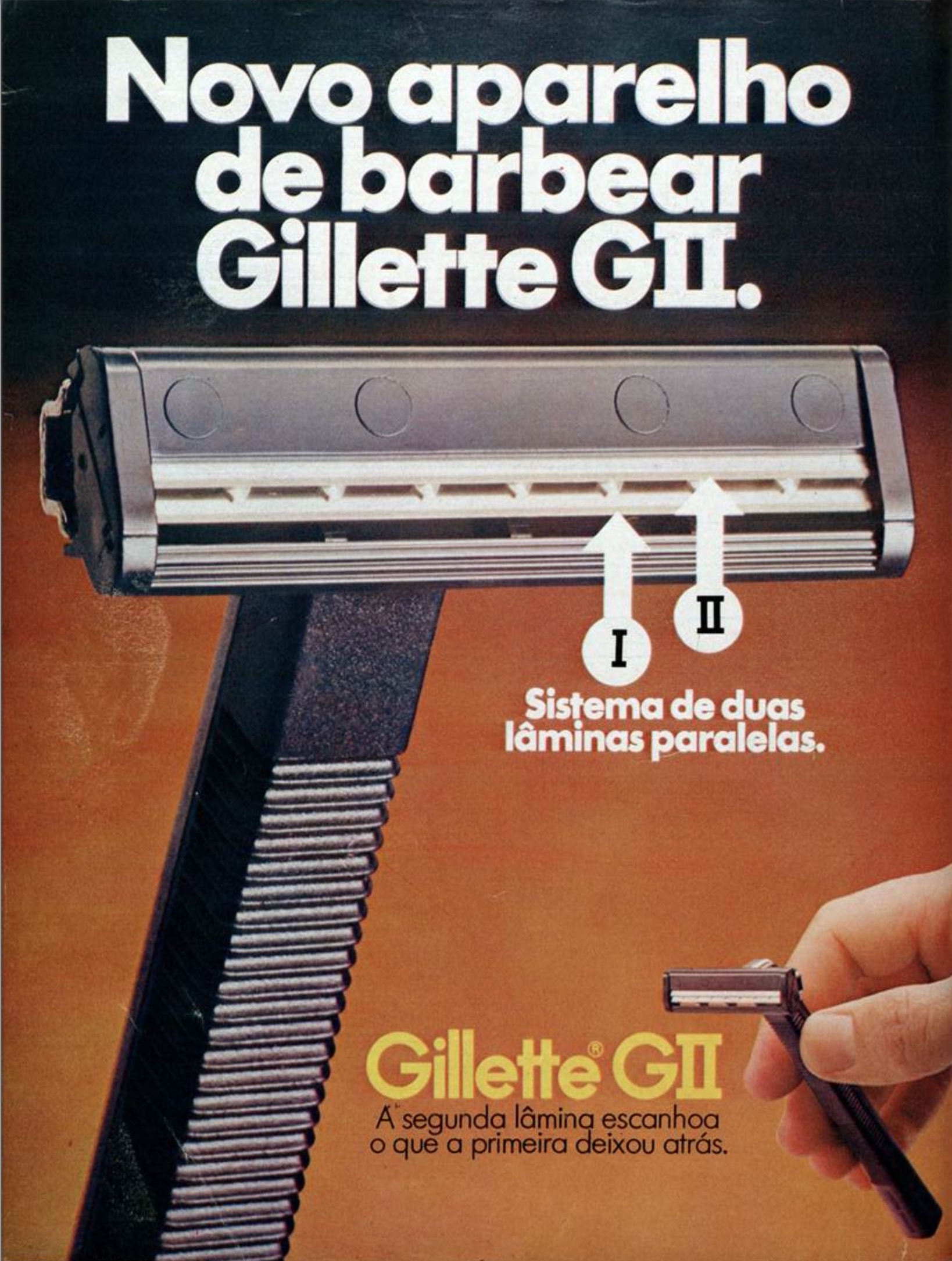 Campanha da Gillette promovendo o novo aparelho de barbear em 1975