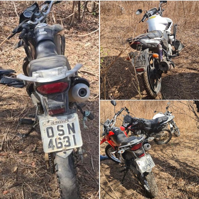 TRÊS MOTOS ROUBADAS FORAM RECUPERADAS PELA PRE NO SERROTE DO PIABA, EM SOBRAL/CE