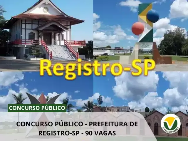 Concurso Público - Prefeitura de Registro-SP - 90 vagas