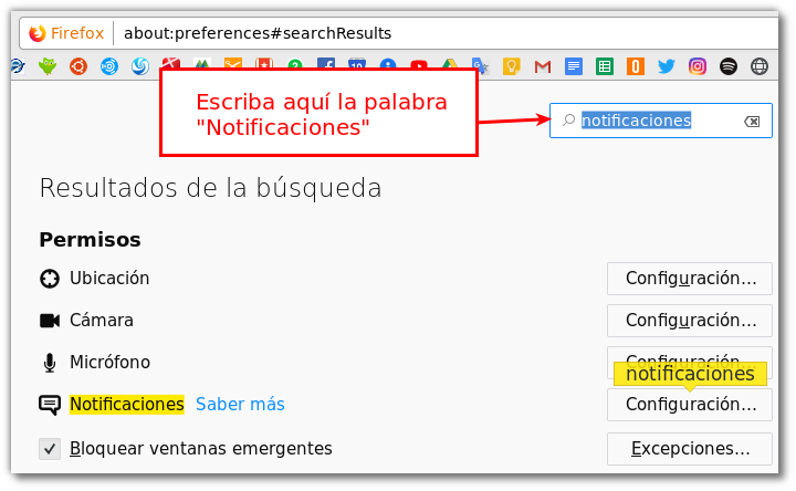 Cómo activar o desactivar las notificaciones de sitios en Firefox