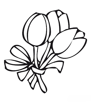 Flores para desenhar e colorir no papel - desenhos de Tulipa