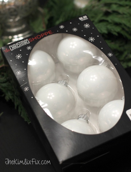 White glass globe ornaments