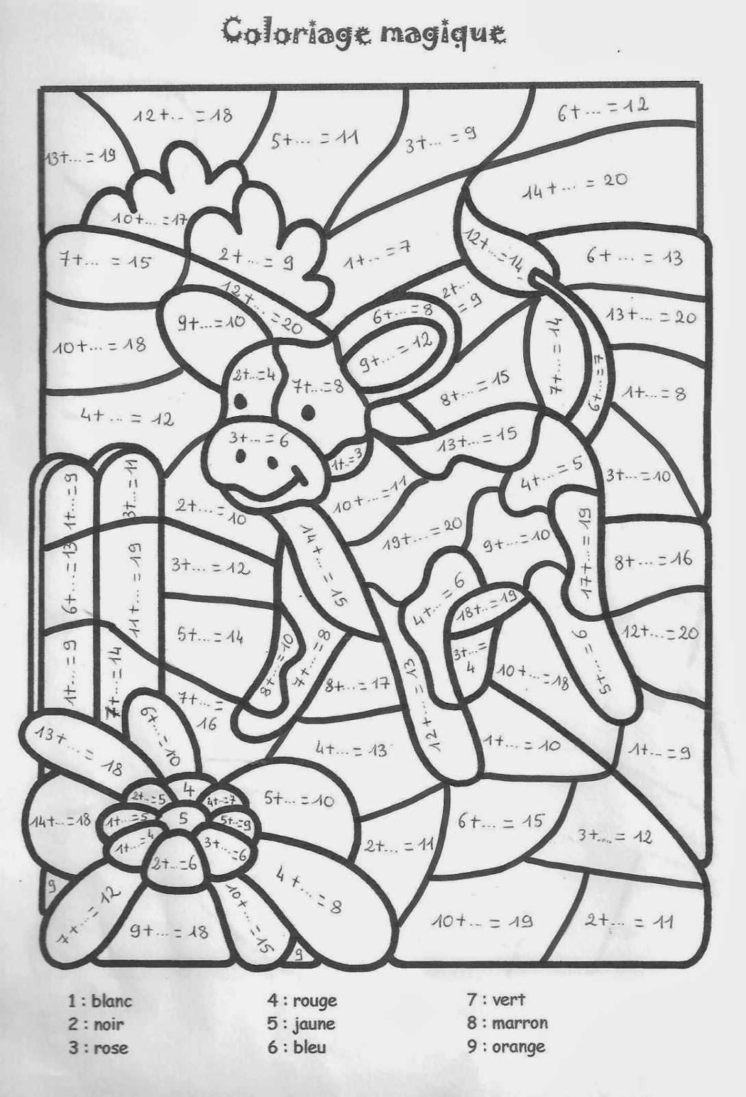 Coloriage magique CM1 pour s exercer au calcul