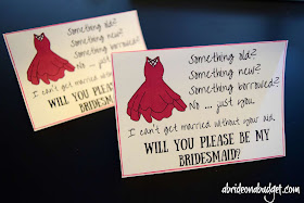 Use these cute -- and free -- bridesmaids cards to ask your friends to be your bridesmaids. Get them at www.abrideonabudget.com.