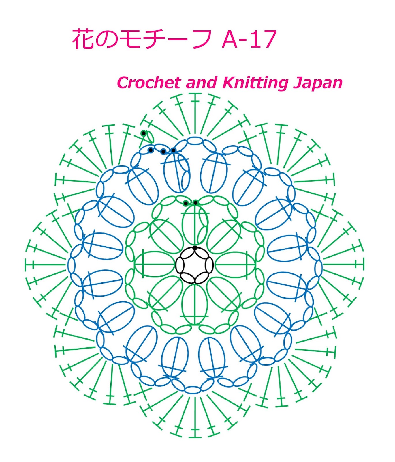 かぎ編み Crochet Japan クロッシェジャパン 花のモチーフ A 17 かぎ針編み初心者さん Crochet Flower Motif