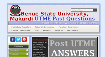 Benue State University Past Questions and Answer Free Download PDF | BSUM Post UTME
