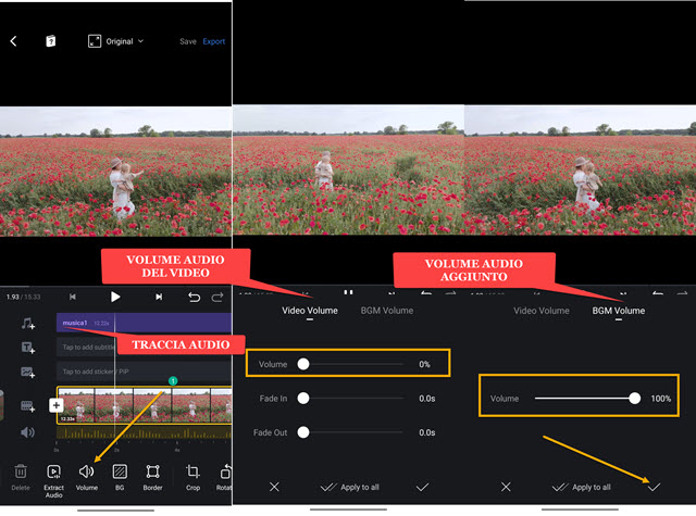 sostituire audio con VN Video Editor