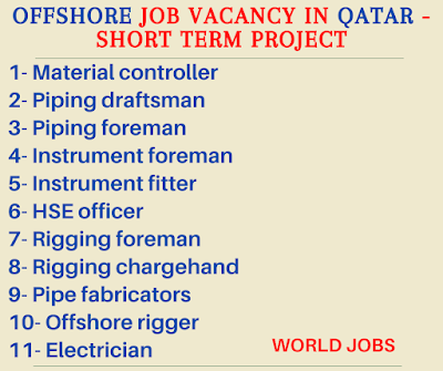 Offshore job vacancy in Qatar - Short Term Project
