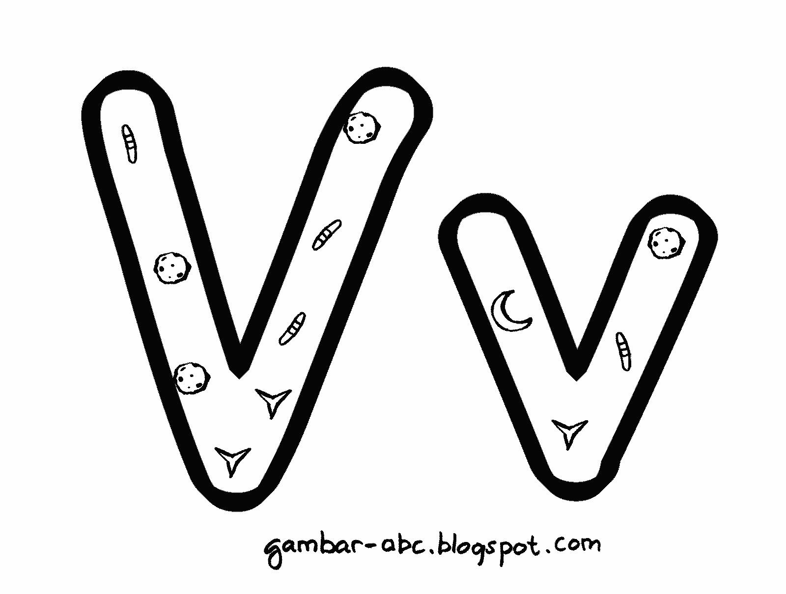 Mengenal dan Mewarnai Huruf "V" - Contoh Gambar Mewarnai