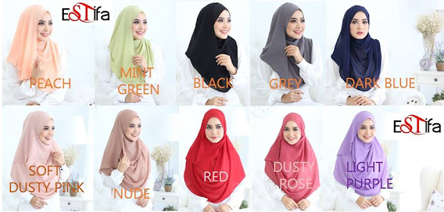 Shawl Estifa ,Estifa , Blouse Muslimah Cantik Bergaya