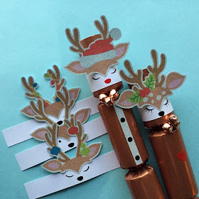 Custom Christmas Crackers designed by Janet Packer (CraftingQuine) for the Silhouette UK Blog using Silhouette Adhesive Glitter Sticker Sheets.