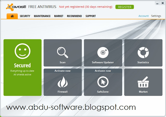 Tampilan Avast! Free Antivirus 8.0.1482