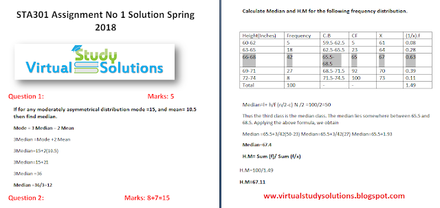 STA301 Assignment No 1 Solution Sample Preview