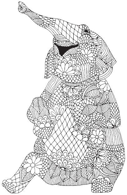 This Would Be Fun Colouring Project Happy Elephant From Awesome  Animals Abstract Doodle Zentangle Coloring Pages Colouring Adult Detailed  Advanced 