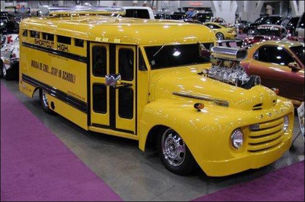 strange yellow school buses