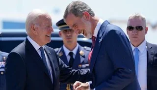 King Felipe VI welcomes US President Joe Biden during NATO summit