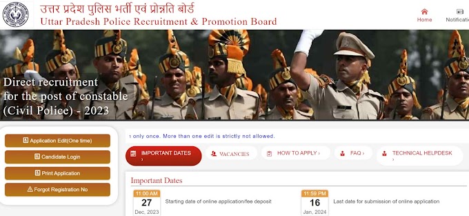 UP Police Constable Recruitment Apply Online for Male or Female