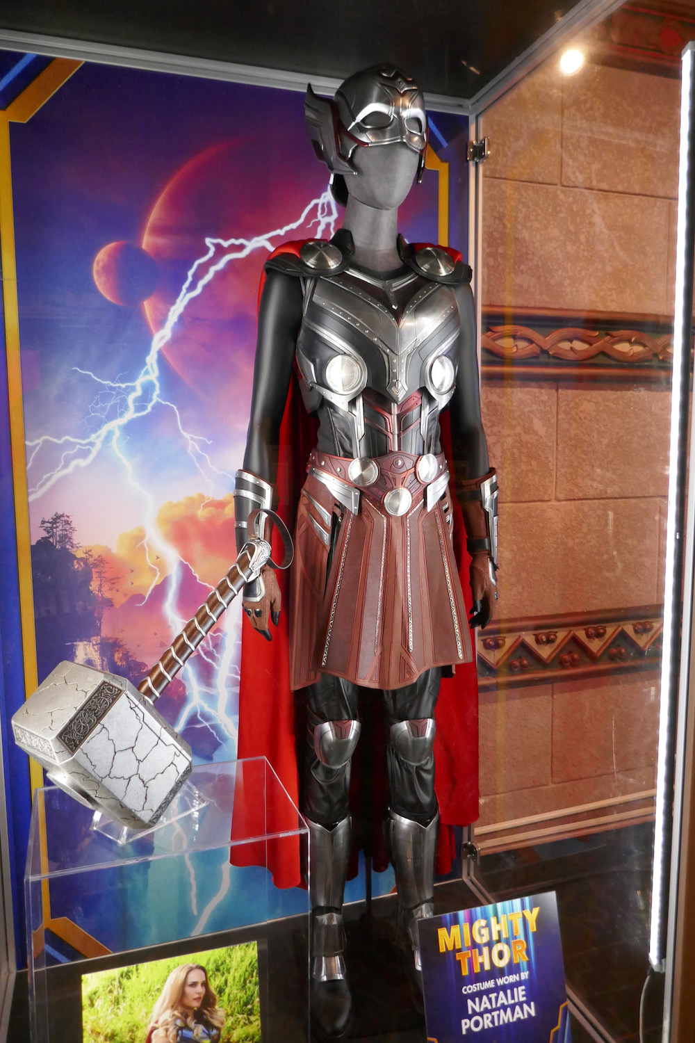 Hollywood Movie Costumes and Props: Natalie Portman's Thor costume from Thor: Love and Thunder on display...