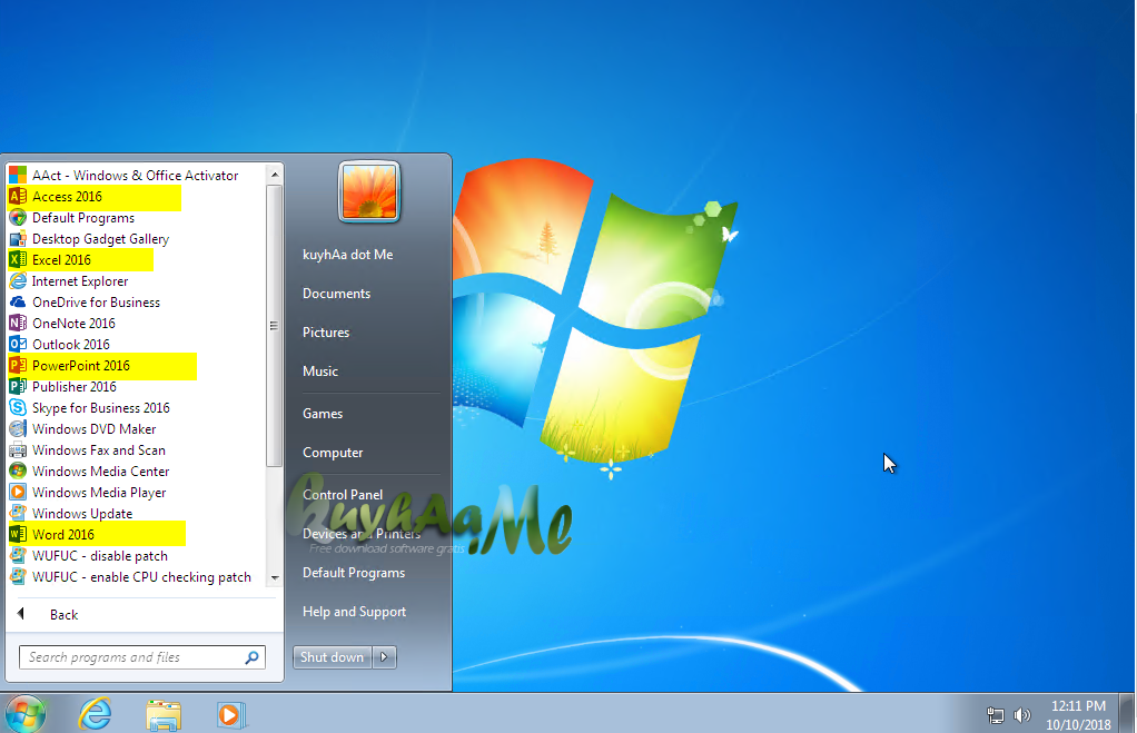 Windows 7 SP1 Incl Office 2016