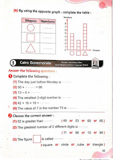 إختبارات رياضيات math الصف الثاني الابتدائي الترم الثاني