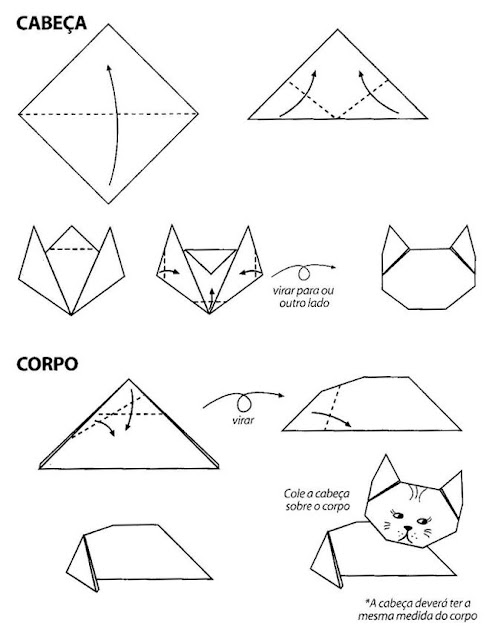 origami para niños Gato acostado  