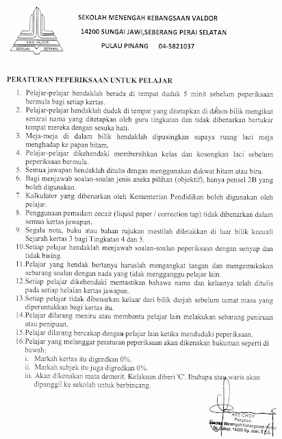 BLOG RASMI SEKOLAH MENENGAH KEBANGSAAN VALDOR: Peraturan 