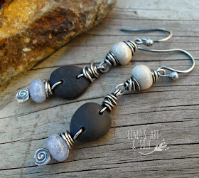 http://www.artandsouljewelry.com/products/gray-black-periwinkle-stone-earrings