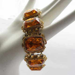 amber glass vintage costume bracelet by Sphinx