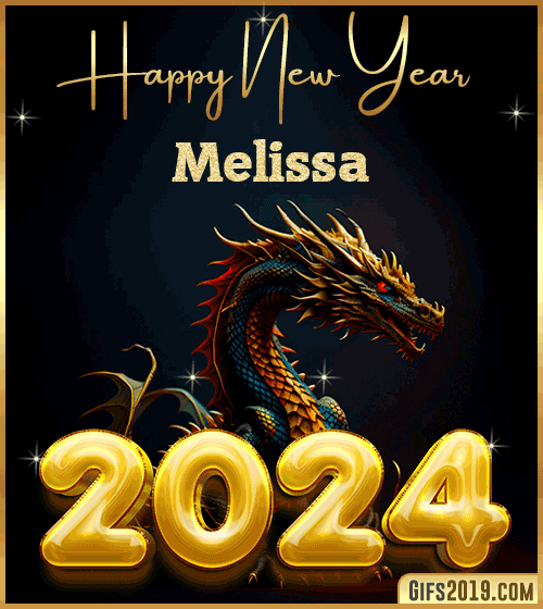 Happy New Year 2024 gif wishes Melissa