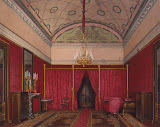 Interiors of the Winter Palace. The First Reserved Apartment. The Dressing Room of Grand Princess Maria Nikolayevna by Edward Petrovich Hau - Interiors Drawings from Hermitage Museum