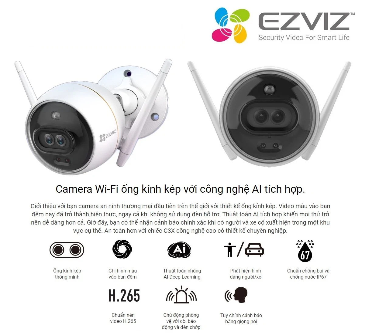 Camera Wifi EZVIZ C3X chính hãng tại Bến Tre