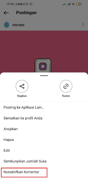 Cara Menonaktifkan Komentar di Postingan Instagram 2