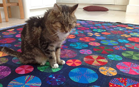 Sparky the cat on the Pies and Tarts Quilt