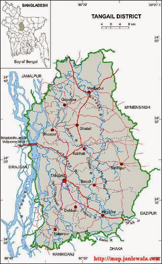 tangail zila map of bangladesh