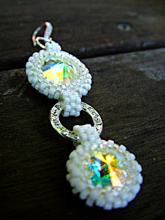 bead bezel Swarovski Rivoli Earrings