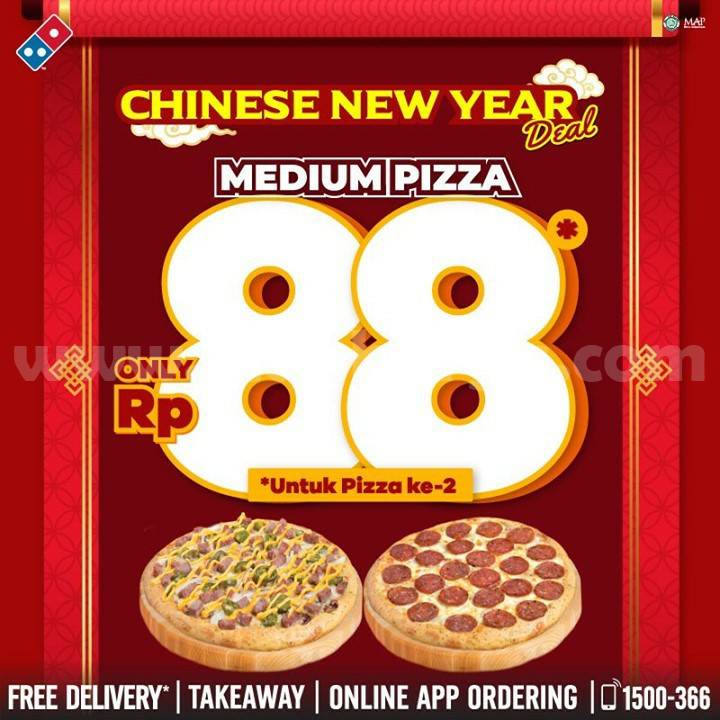 DOMINO’S PIZZA Promo CNY! Pizza Medium Hanya Rp 88K Untuk Pizza Kedua