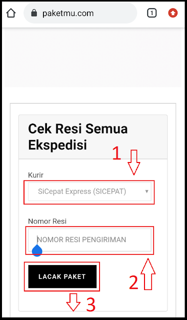 cara cek resi via paketmu.com lewat hp dengan mudah