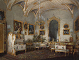 Interiors of the Winter Palace. The White Drawing-Room of Empress Alexandra Fyodorovna by Edward Petrovich Hau - Interiors Drawings from Hermitage Museum