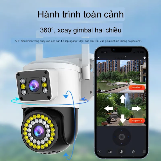 Camera wifi Camera Yoosee Ptz 2 Mắt 5.0Mpx Full HD - full chức năng cao cấp mẫu mới nhất 2024