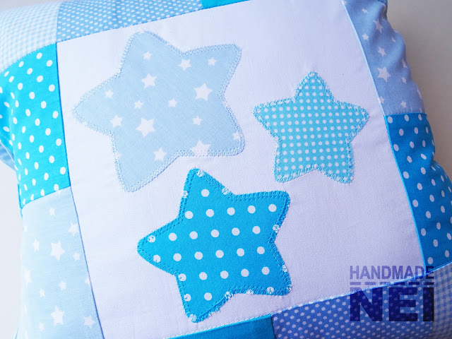 Handmade Nel: Пачуърк калъфка за възглавница "Звездички