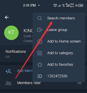 Select the search Telegram Members option to copy Telegram Members