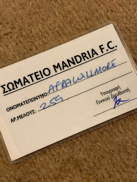 Mandria Football Club membership card