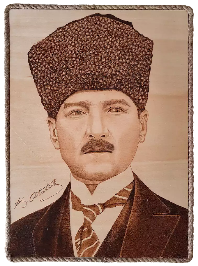 M.Kemal Atatürk Ahşap Dağlama (Pirografi) Pano