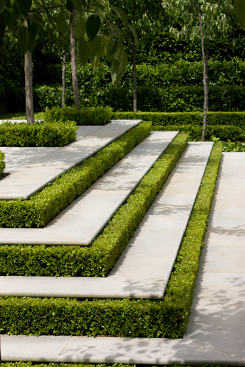 a curious gardener: garden designer Peter Fudge - I love the low maintenance and the shape of the shades of the landscape  lights of this ground cover filled garden.