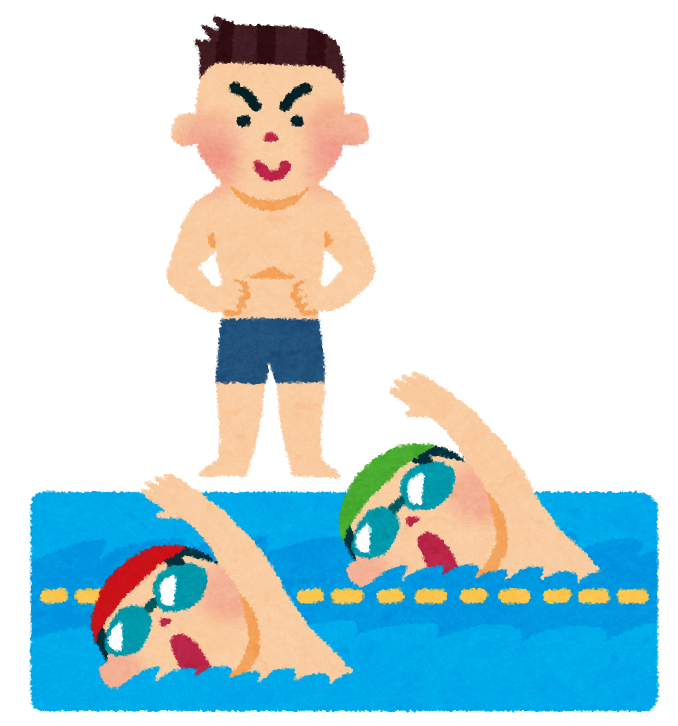 水泳のイラスト コーチと生徒 かわいいフリー素材集 いらすとや