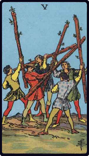 The 5 of Wands - Tarot Card from the Rider-Waite Deck