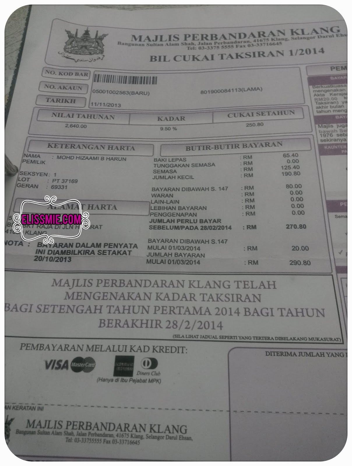 Bil Cukai Taksiran 1/2014 MPK , Durian dan Durian Crepe 
