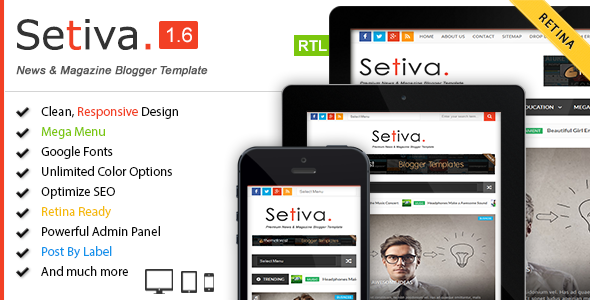 Setiva blogger template is a another beautiful and modern blogger template Setiva - Responsive Magazine Blogger Template