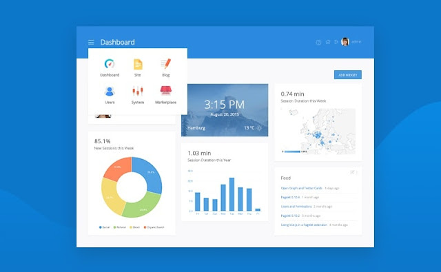 Dekstop Dashboard with Blue Default Color